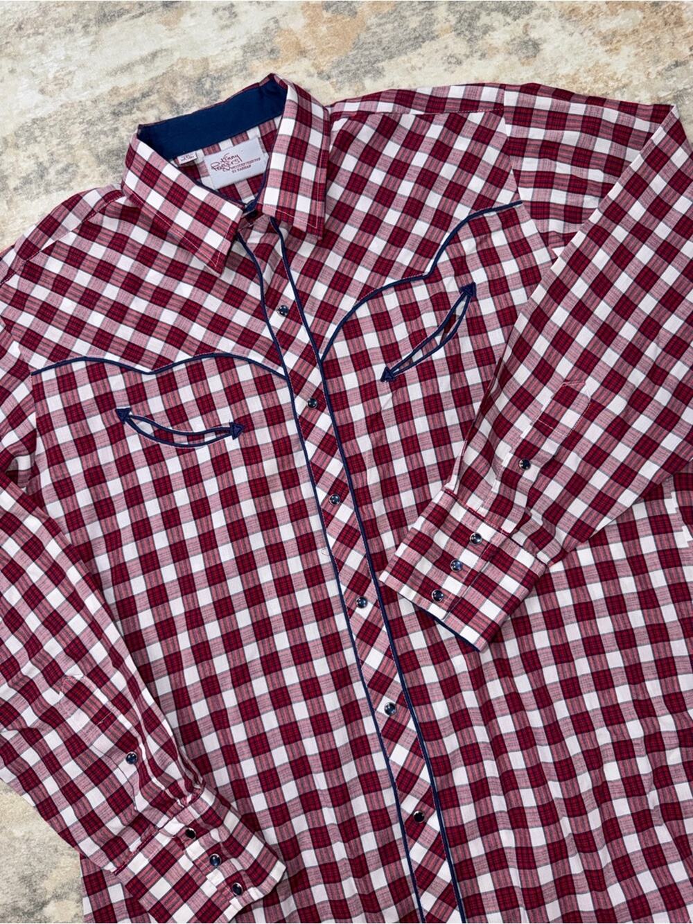 Vintage Kenny Rogers Western Collection Karman Plaid Pearl Snap Shirt 17/35 USA